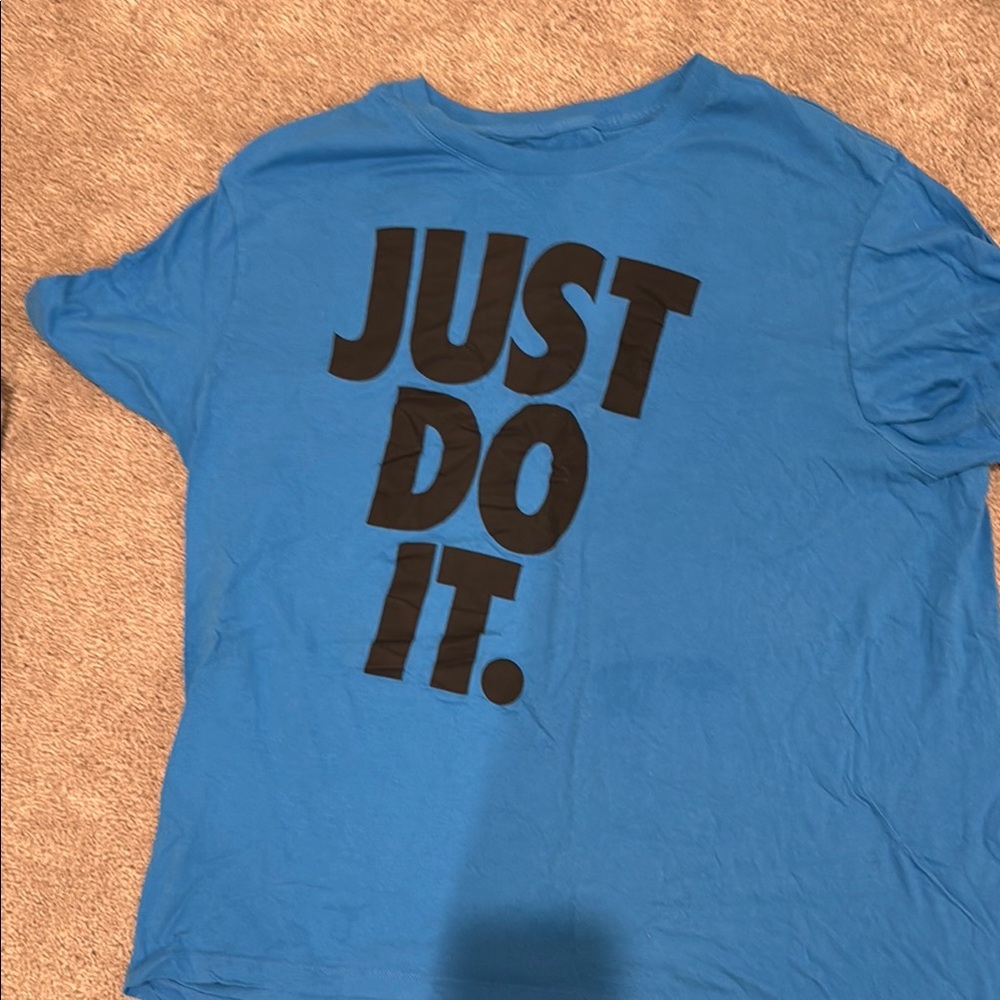 Nike Blue and Black Short Sleeve Tee Just Do It